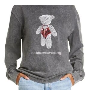 Alexander Wang Charcoal Sweatshirt with Bear Graphic